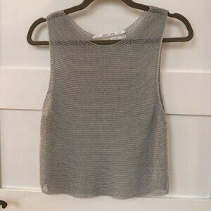 Silver Woven Crop Tank Top Size S